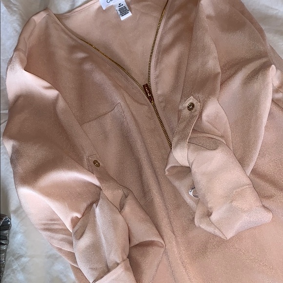 Blushed Pink Blouse with Zipper - Picture 2 of 2